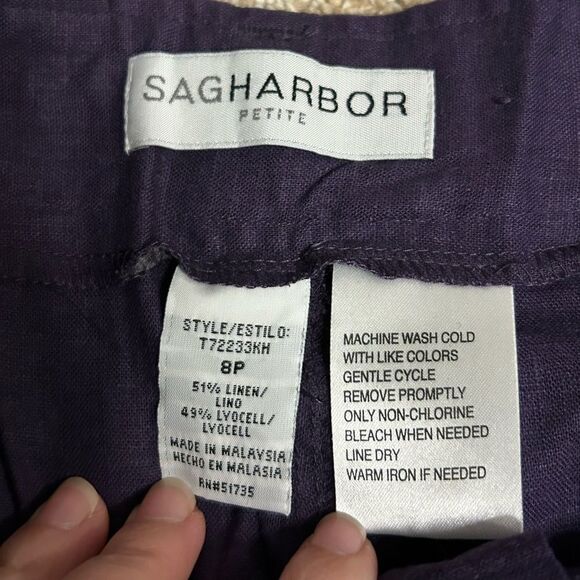 Sag Harbor Purple Linen Blend Capris Size 8P - Picture 3 of 8